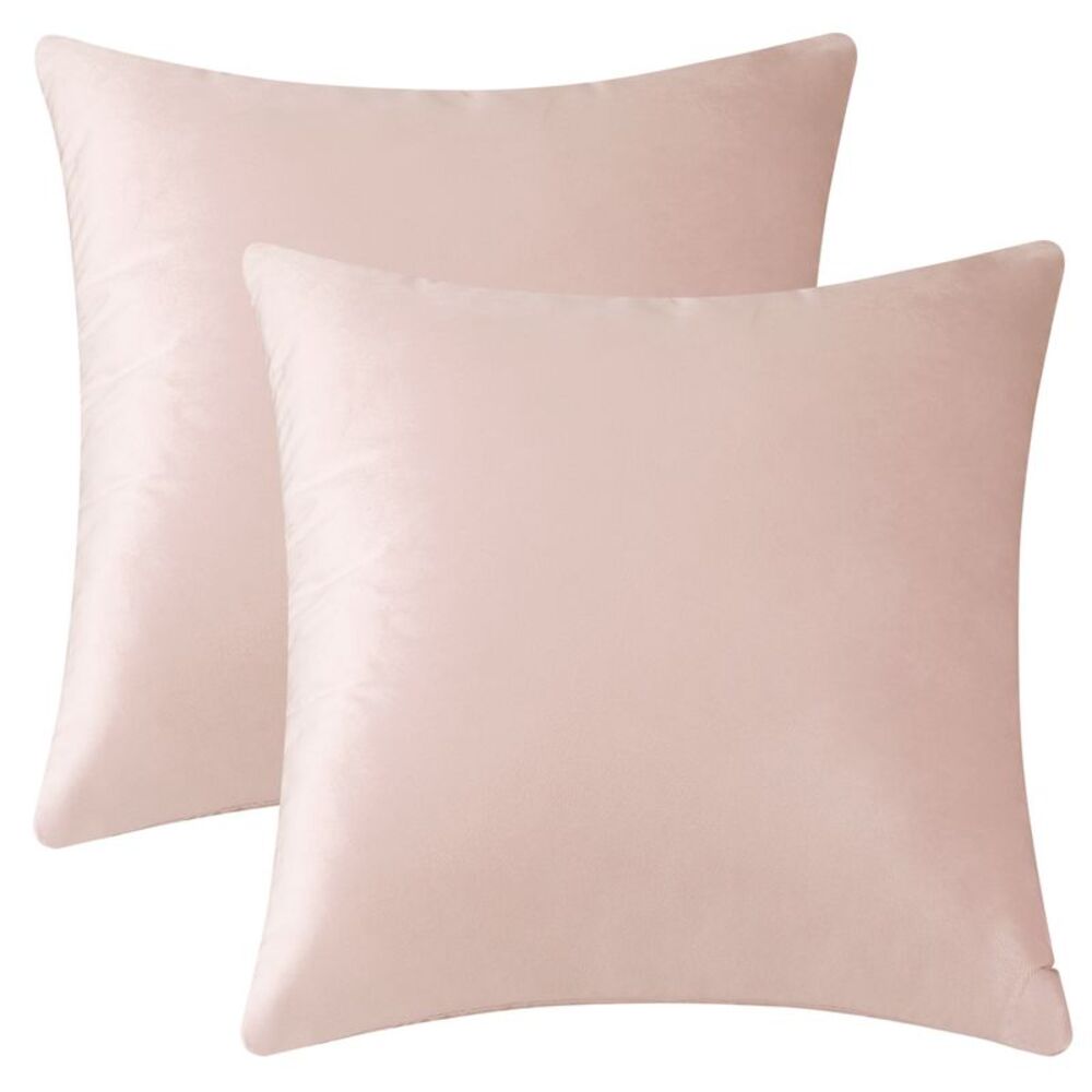 2pcs Velvet Pillow Covers Modern Solid Cushion Covers 20 x 20 Inch Pink